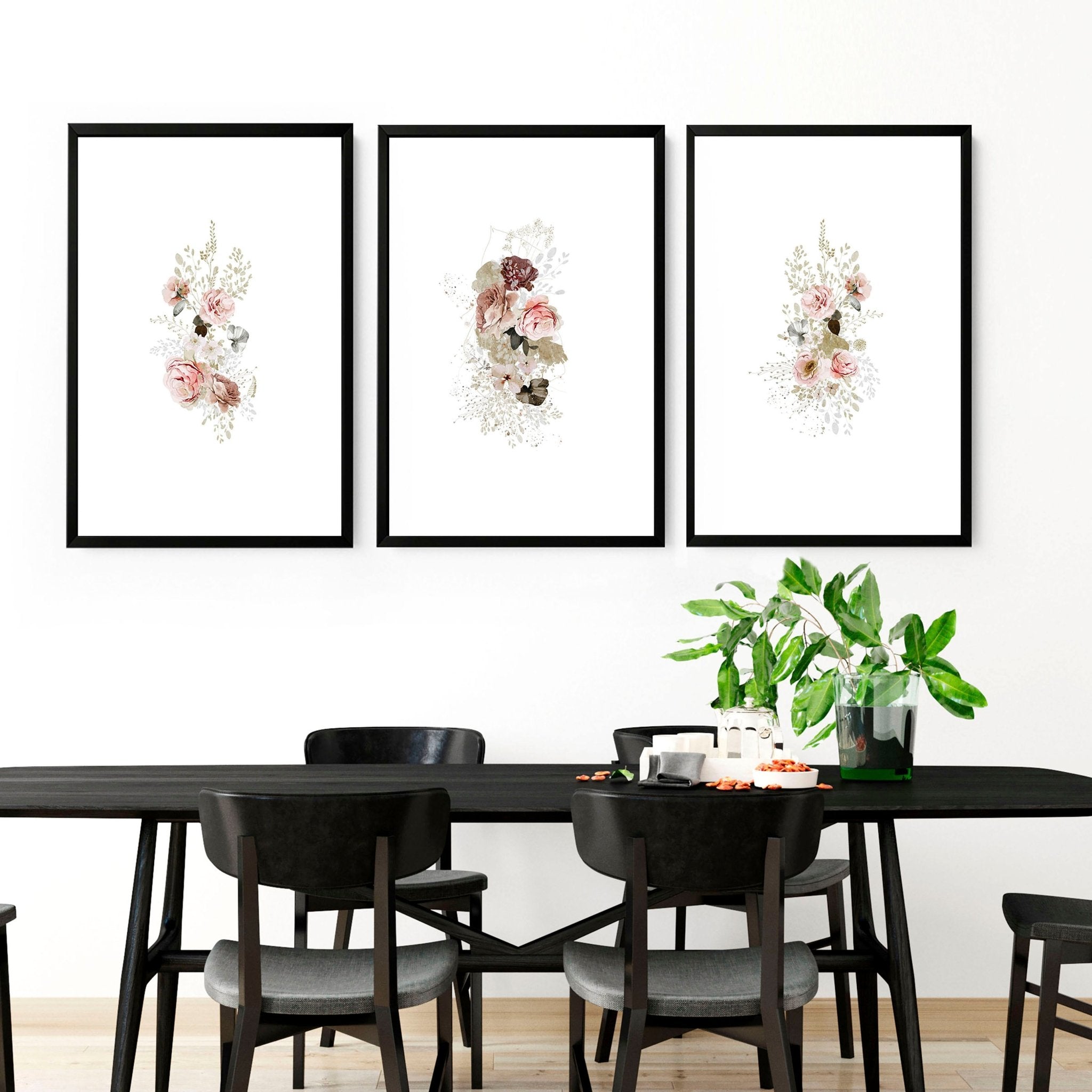 Shabby Chic Floral Wall Art Set of 3