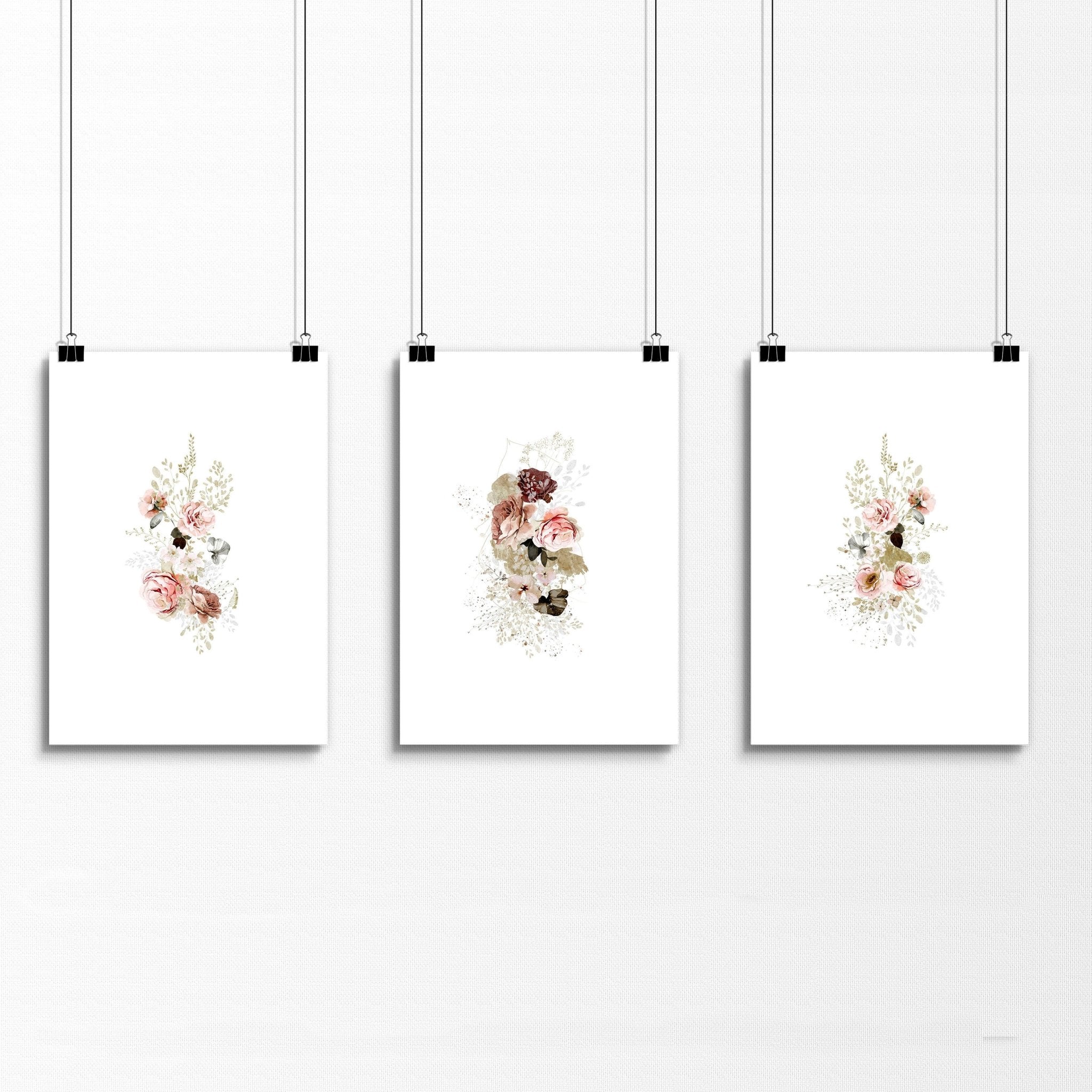 Shabby Chic Floral Wall Art Set of 3