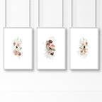 Shabby Chic Floral Wall Art Set of 3