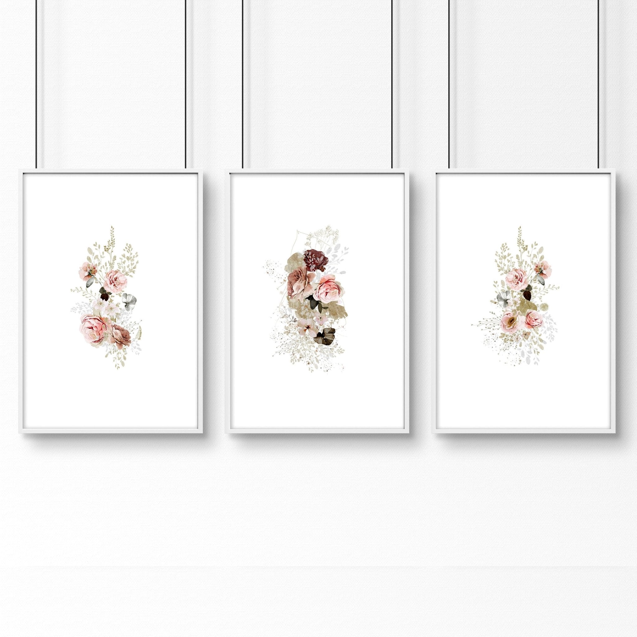Shabby Chic Floral Wall Art Set of 3