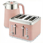 Electric Stainless Steel Kettle and Toaster Set - Pink