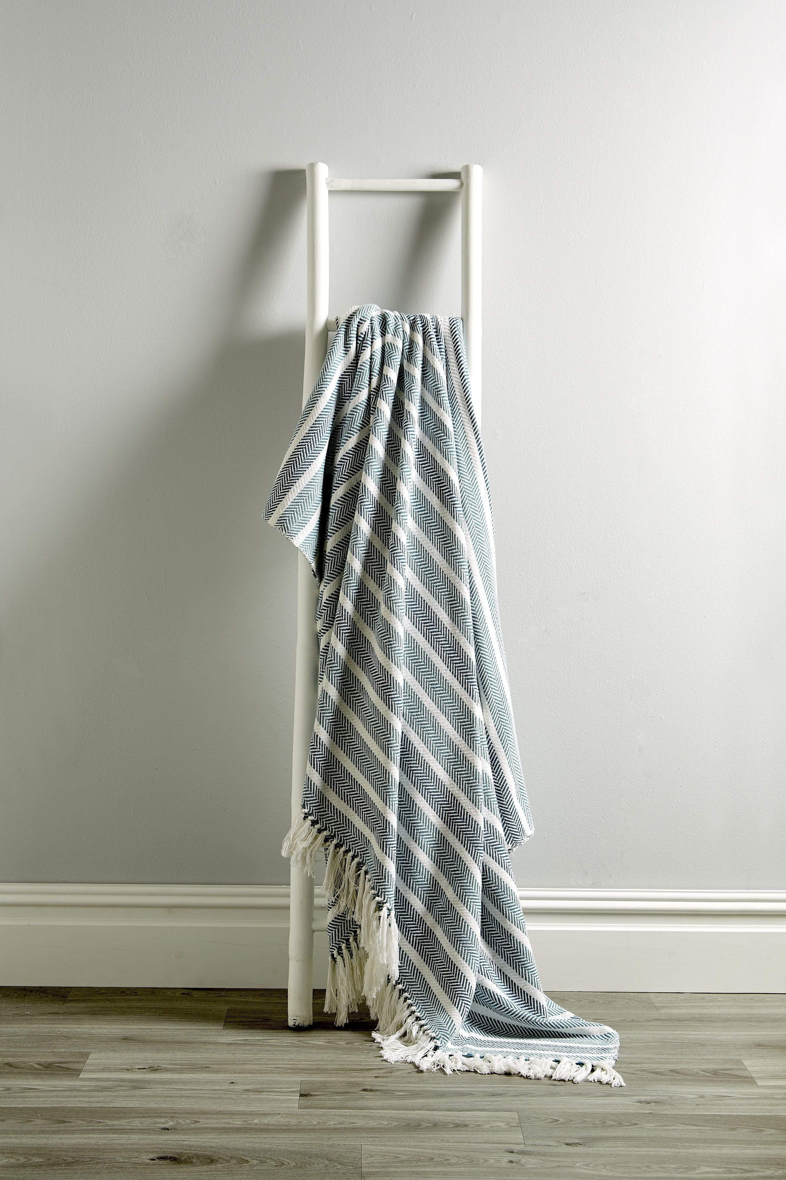 Striped Handwoven Pure Cotton Throw with Tassels