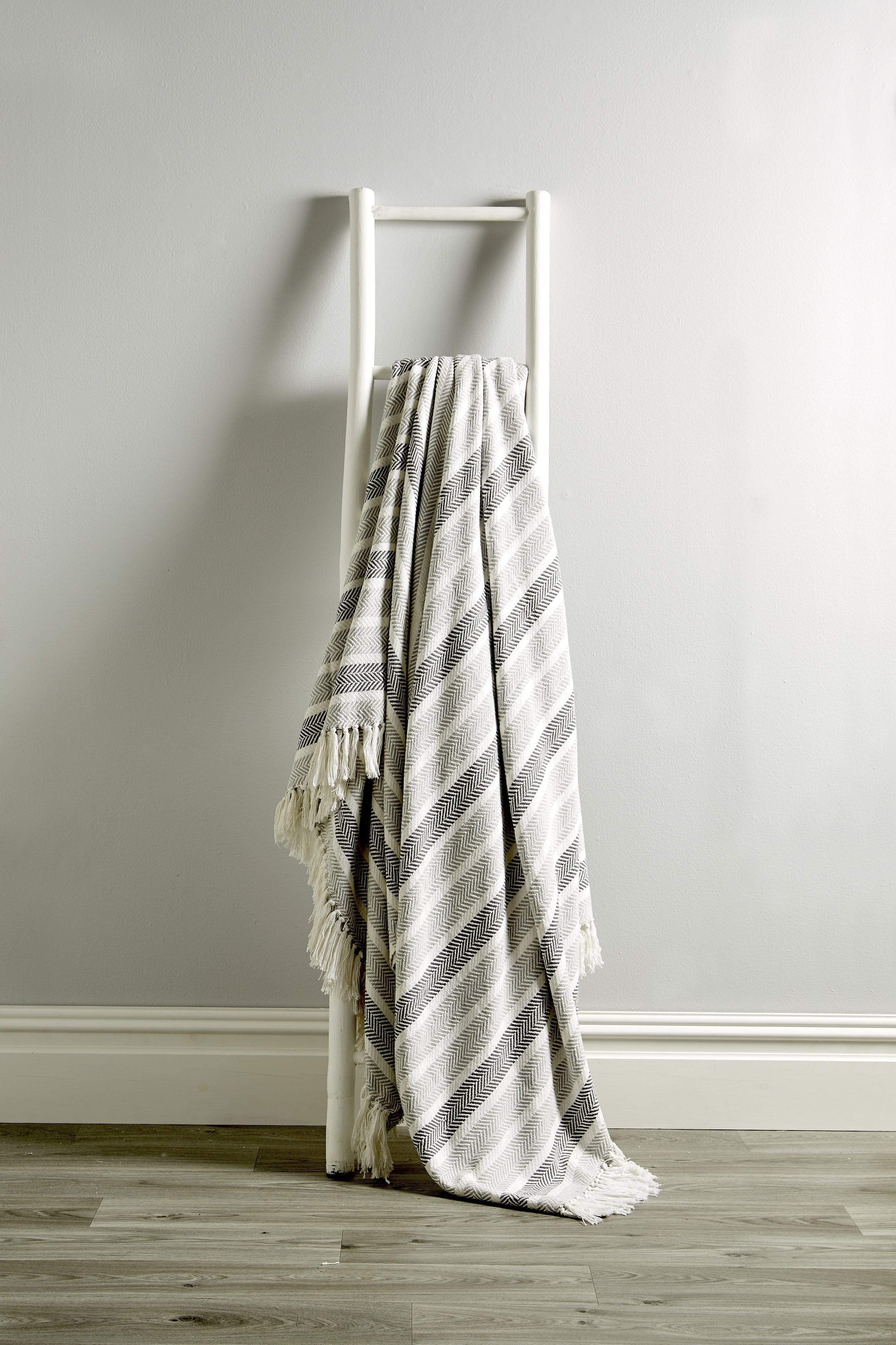 Striped Handwoven Pure Cotton Throw with Tassels