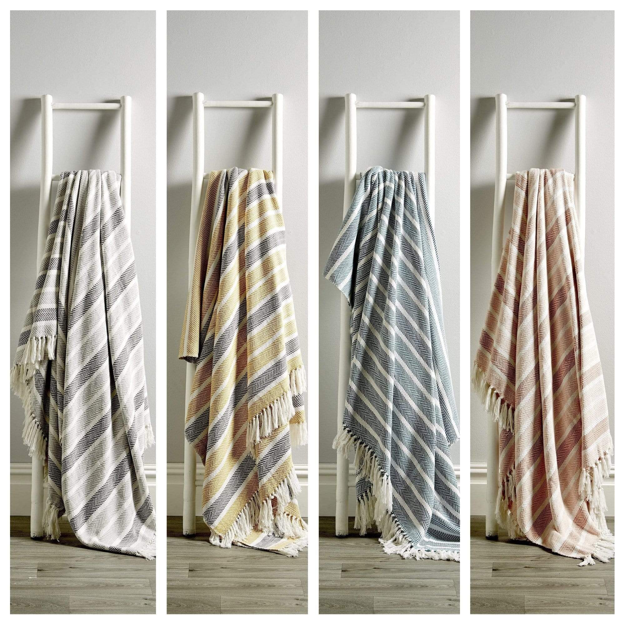 Striped Handwoven Pure Cotton Throw with Tassels