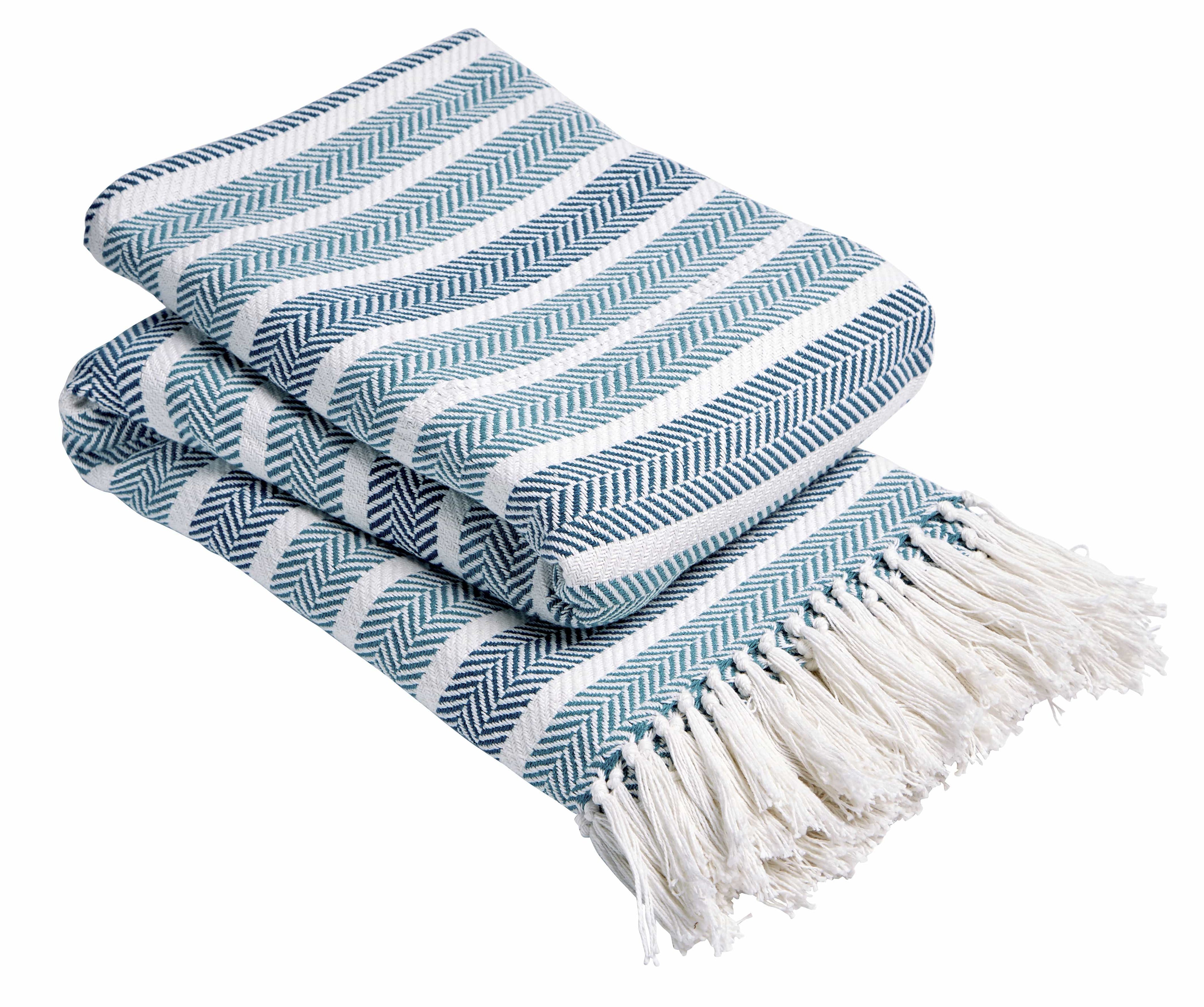 Striped Handwoven Pure Cotton Throw with Tassels