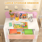 Kids Desk and Chair Set with Drawer, 3-8 years old