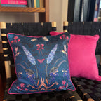 Teal 'Serene' Art Cushion - double sided, made from Vegan friendly Suede