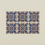 Square Cork Coasters with Tile Design - Set of 6