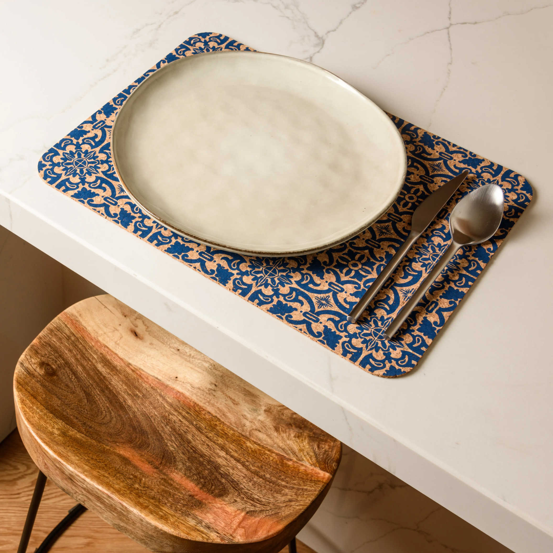 Rectangular Cork Placemats with Tile Design - Set of 4