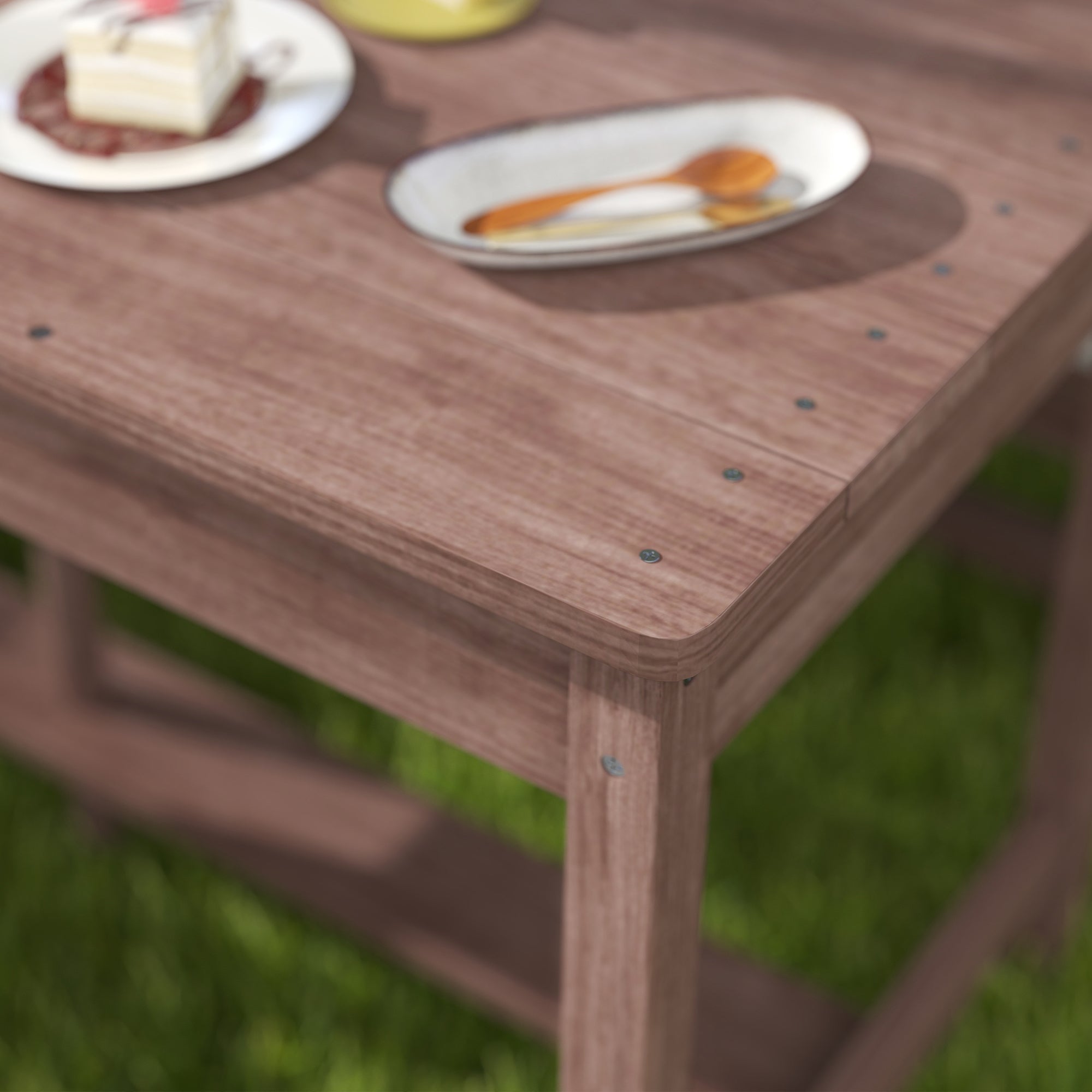 Wooden Kids Picnic Table & Bench Set with Cushions and Umbrella