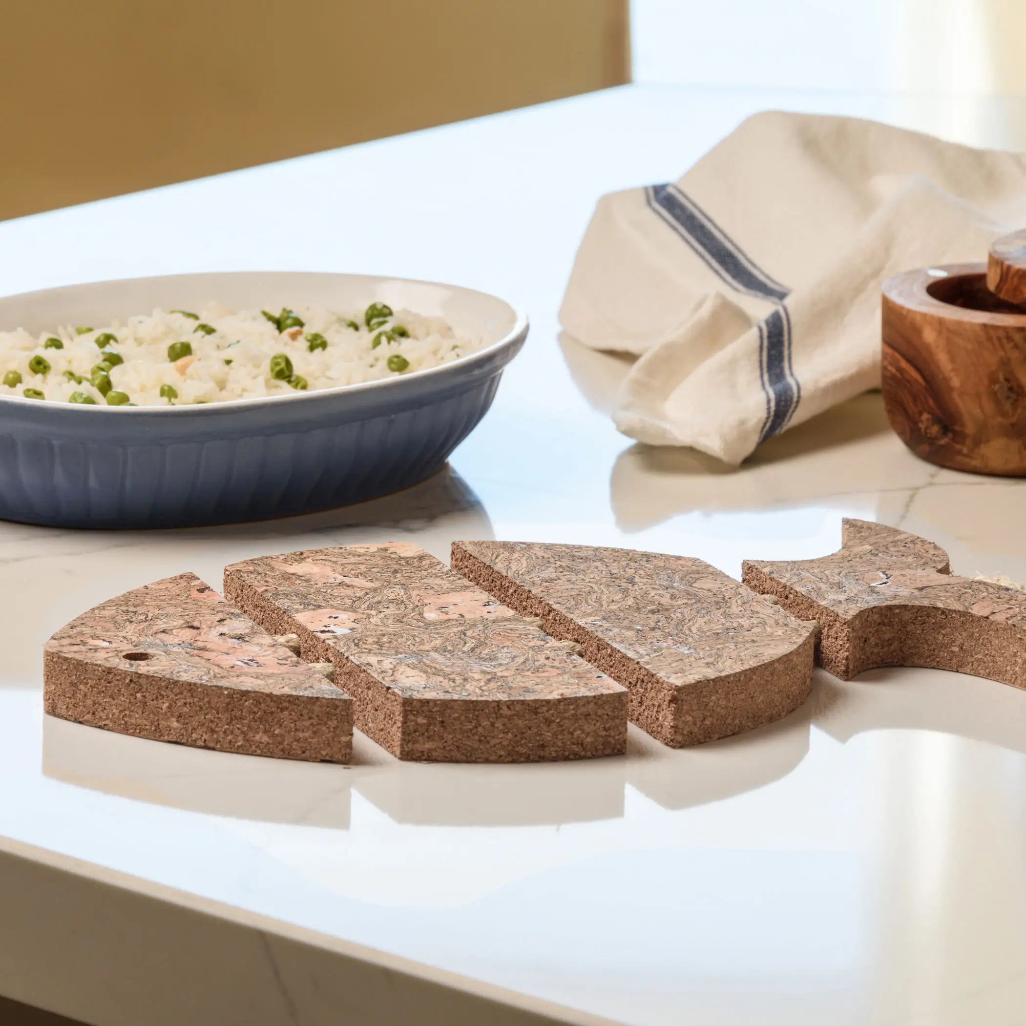 Twist Cork Sea Bass Trivet - Heat Resistant Kitchen Surface Protector