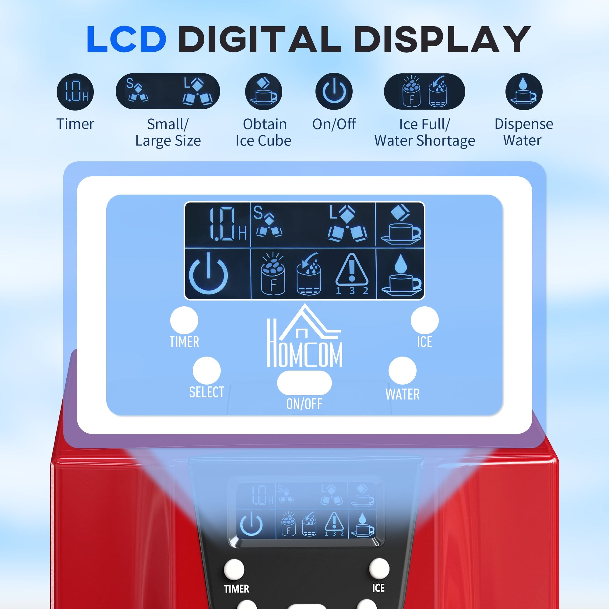 3L Ice Maker Machine and Water Dispenser, 12kg in 24H
