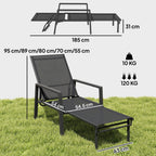 Sun Lounger Retractable Footrest 5-Position Adjustable Steel Frame