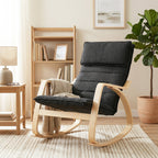 Comfortable Relax Rocking Chair with Headrest - Black