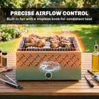 Portable Charcoal BBQ with Built-in Fan for Camping Picnic