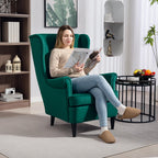 Modern Accent Chair with High Backrest and Pillow, Velvet-Feel Fabric