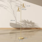 Floor Lamp with Adjustable Dual Head, Modern with Floral Glass Shades
