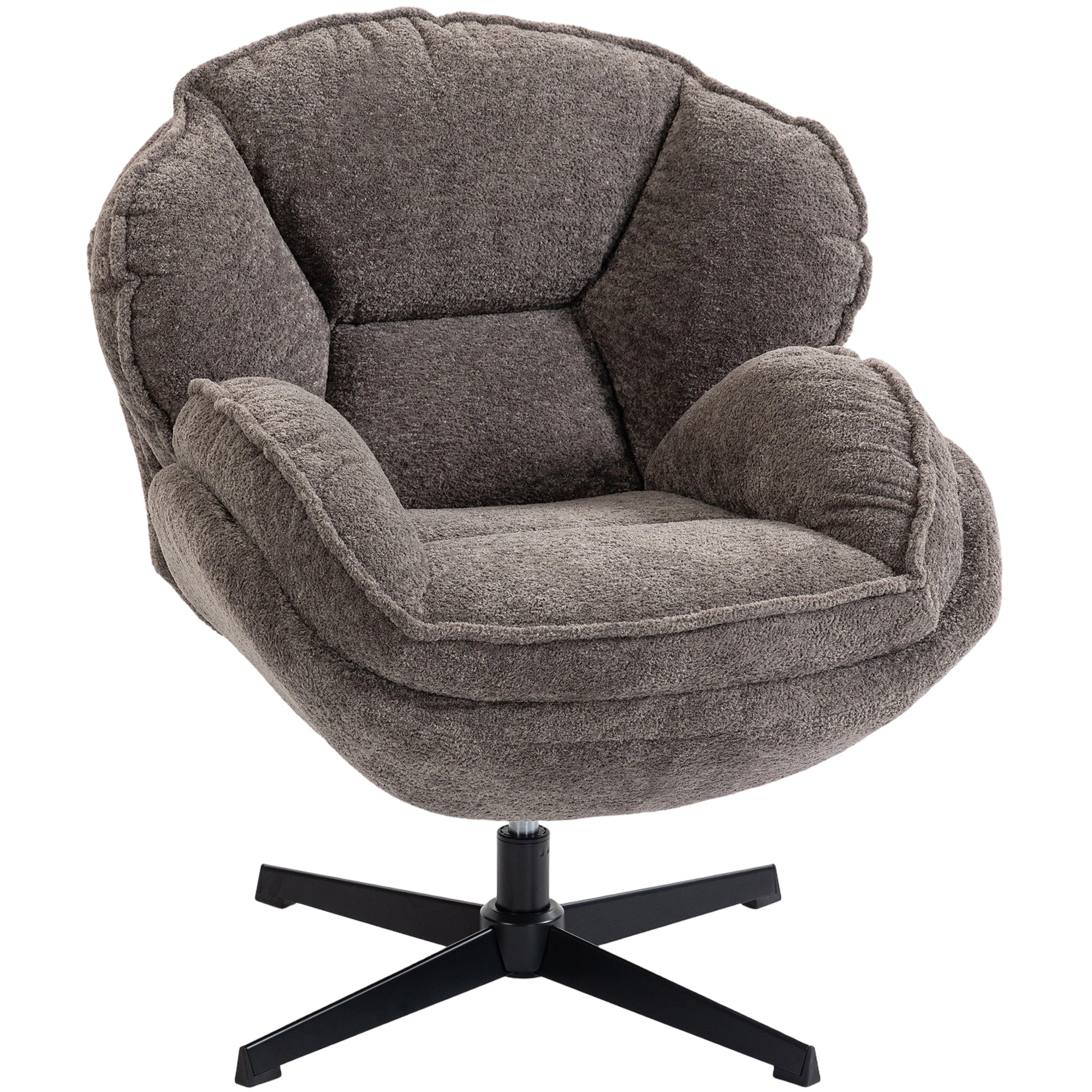 Modern Wingback Velvet Accent Armchair with Four-Star Base, S-Springs