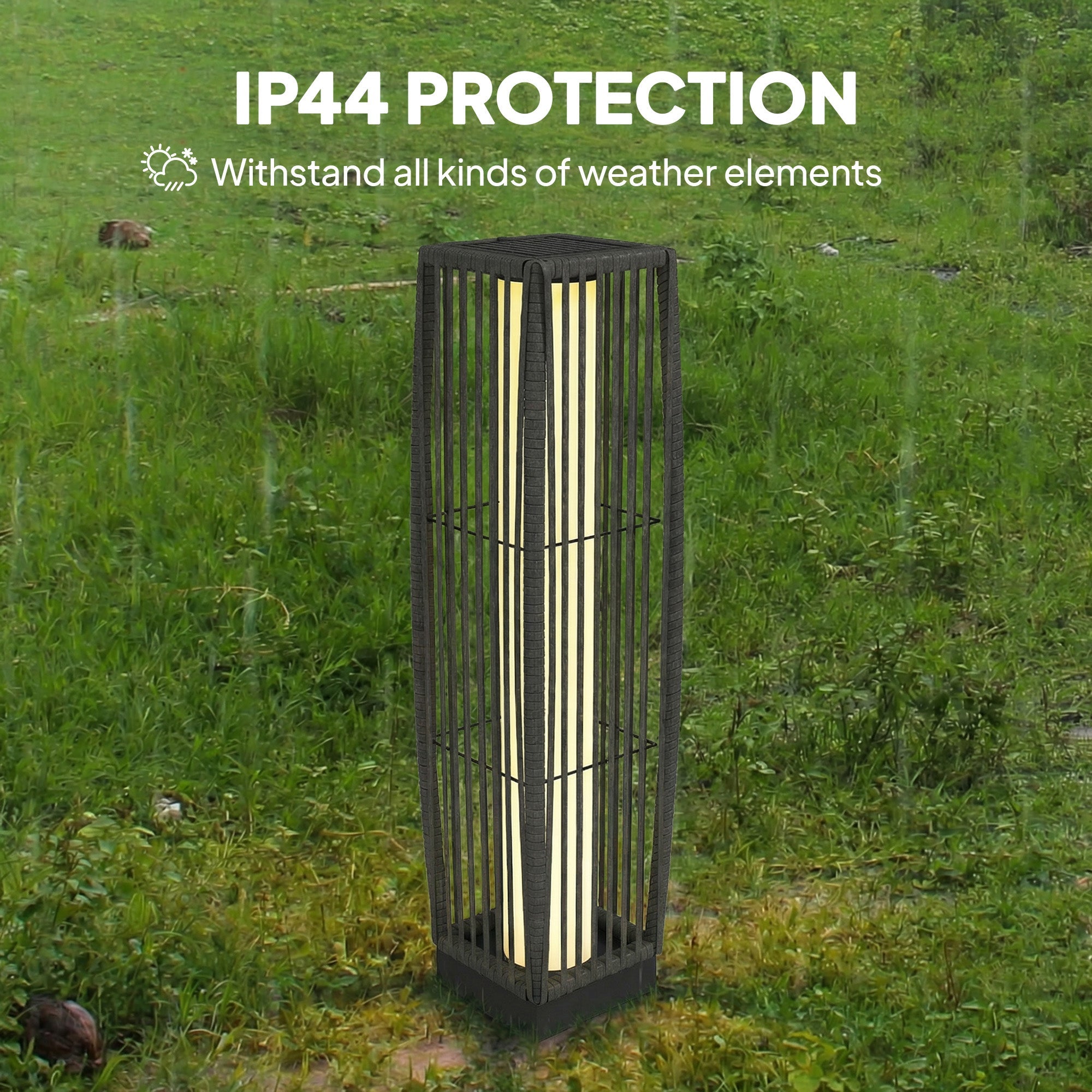 Solar Rattan Floor Lamp/ Garden Lantern with Auto-switch LED Lights, IP44