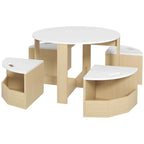 Five-Piece Kids Table and Chairs Set with Storage, for Ages 3-8 Years
