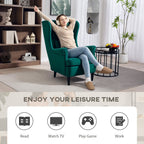 Modern Accent Chair with High Backrest and Pillow, Velvet-Feel Fabric
