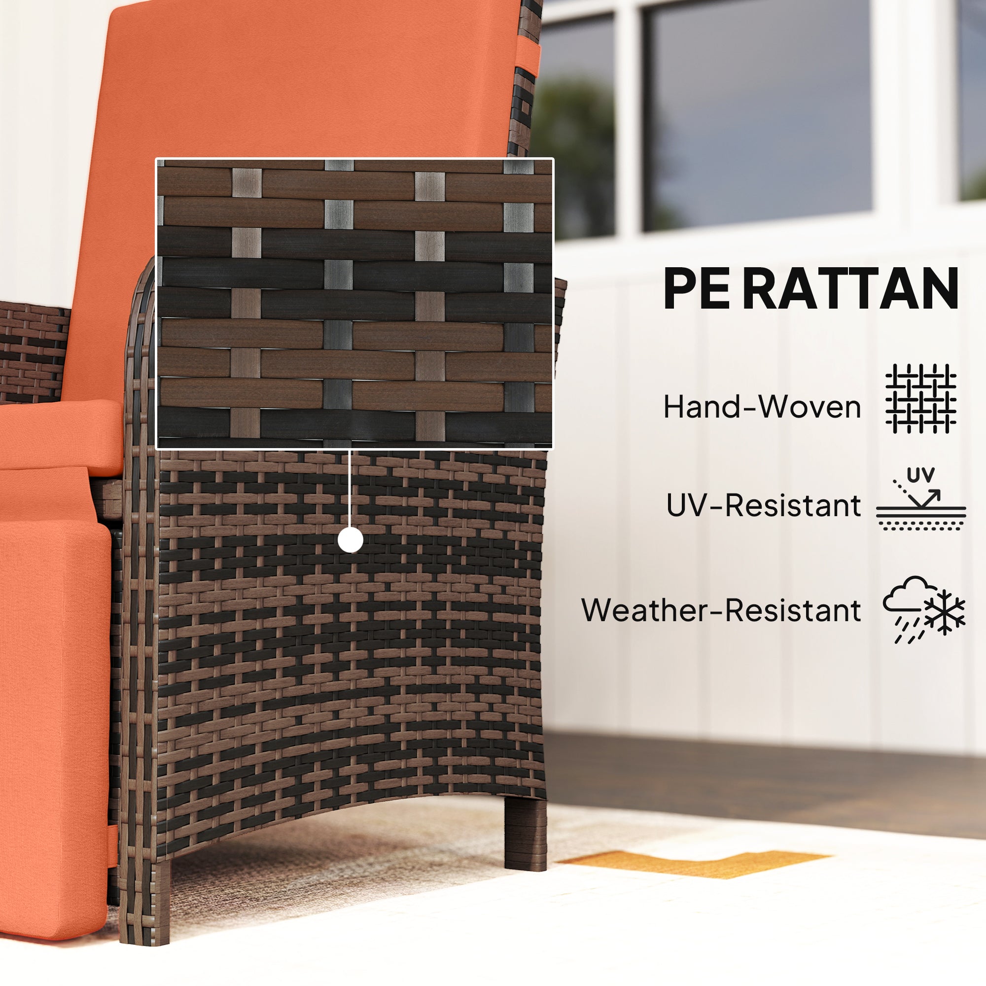 3 Pieces Rattan Bistro Set Balcony Furniture with Cushions