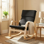 Comfortable Relax Rocking Chair with Headrest - Black
