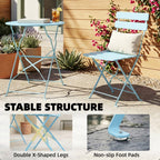 Folding Garden Bistro Set, Light Blue