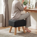 Linen-Look Square Padded Footstool - Black