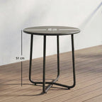 Small Metal, Round Garden Side Table with Rolled Edge, Dark Grey